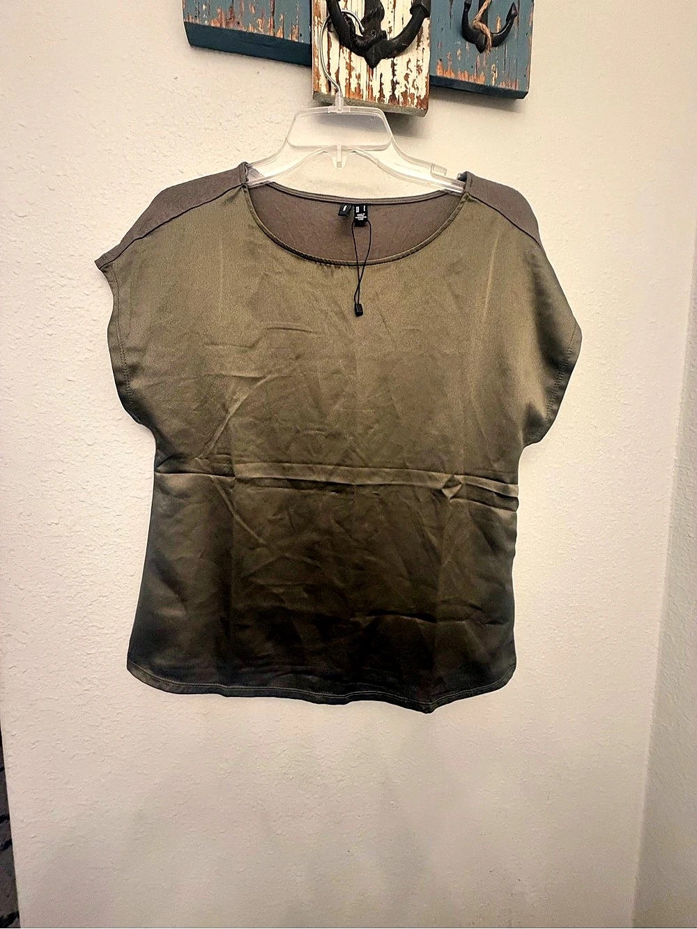 Vero Moda Merle Mix Top Short Sleeve Olive Green Medium